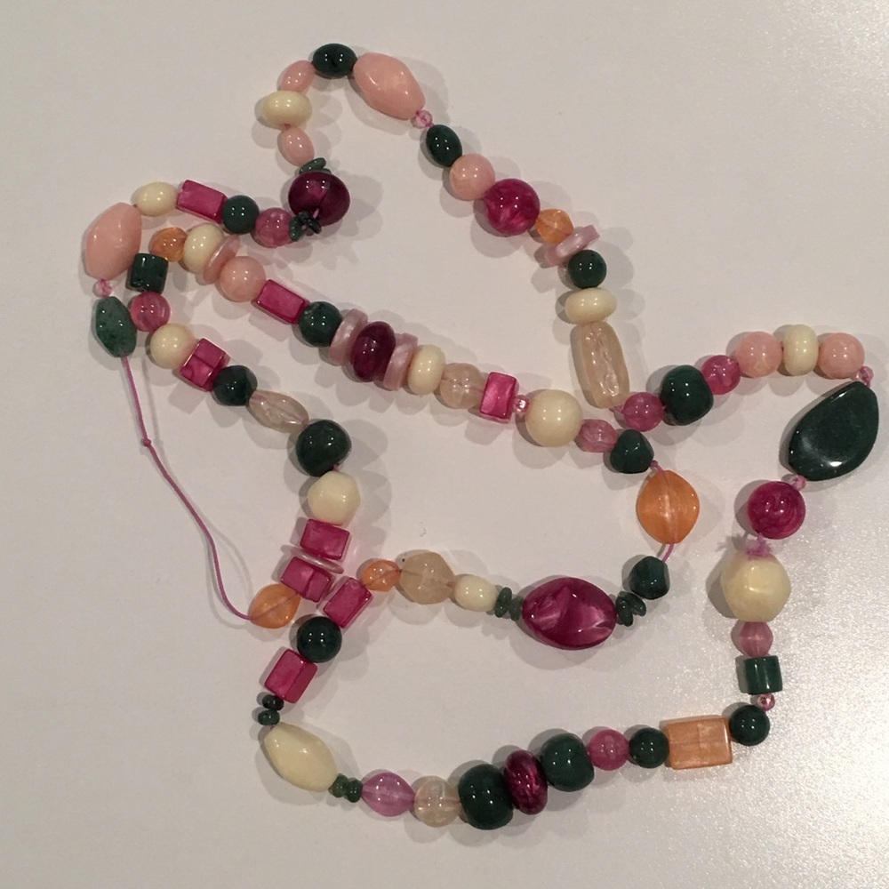 Extra Long Multi-Colored Beaded Statement Necklace